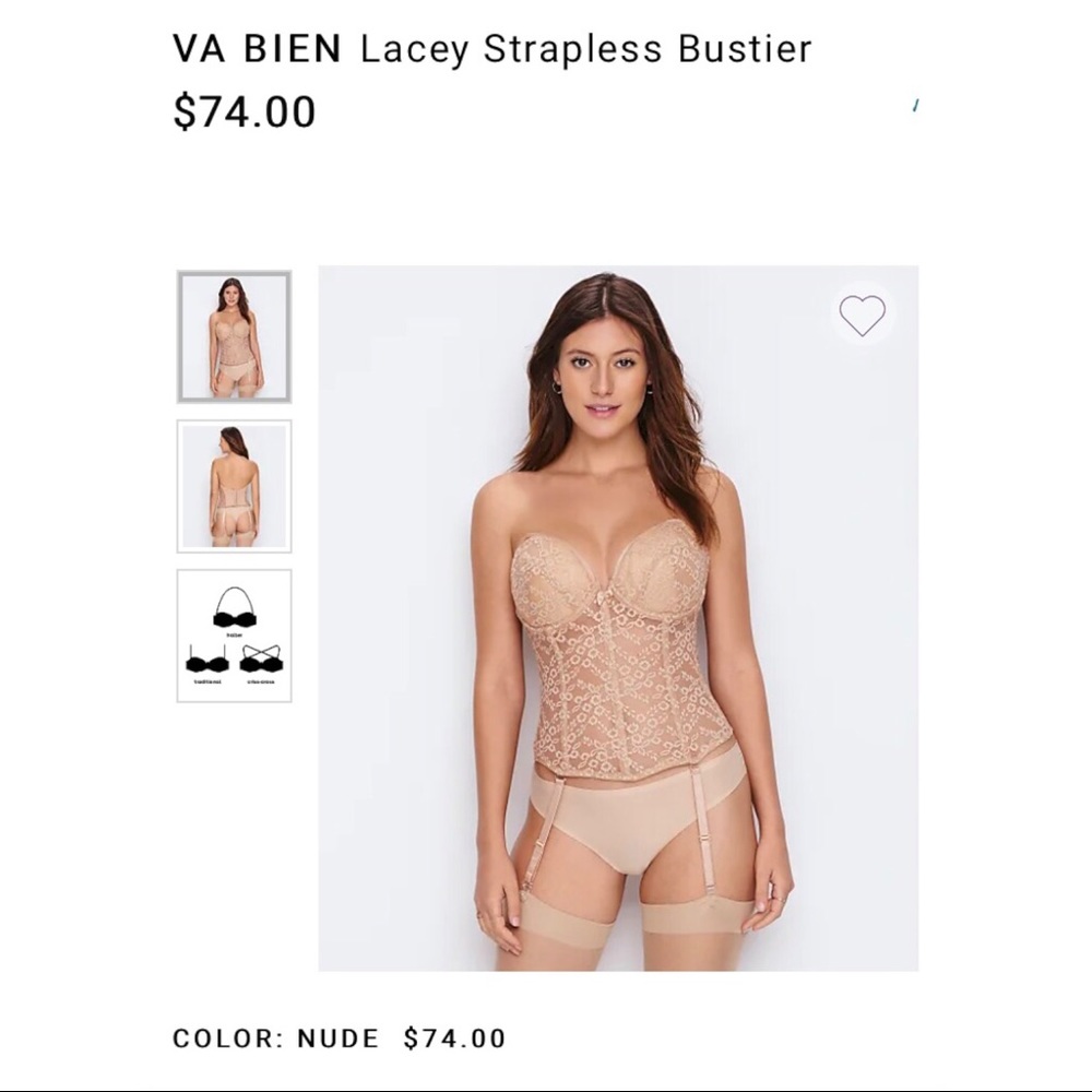 🆕VA BIEN Strapless Bustier, Includes Clear Attachable Straps! Size 38D